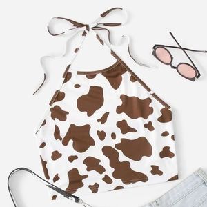 Brown Cow Print Top